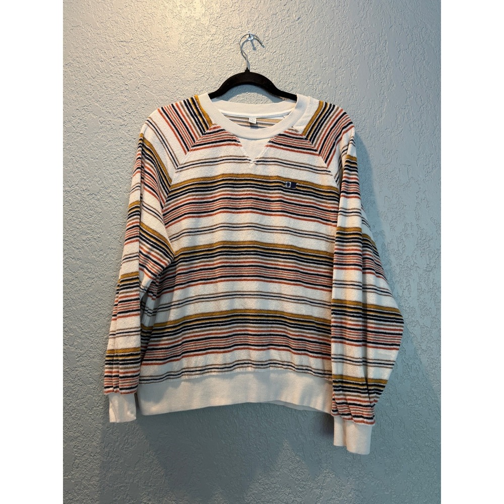 Salty Crew Mens Striped Terry Cloth Raglan Sweatshirt